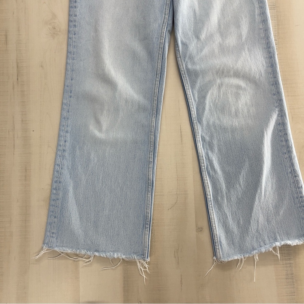 ZARA women’s straight leg raw hem denim cotton jeans 4 - Picture 4 of 7